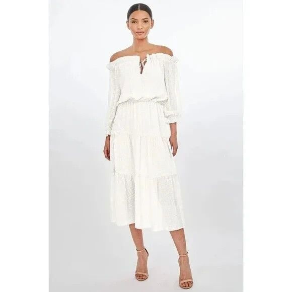 Generation Love Leoni Jacquard Maxi Dress White Tiered Women's XS NWT $329 - Picture 1 of 9
